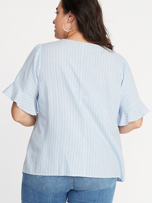 Image number 2 showing, Button-Front V-Neck Plus-Size Top