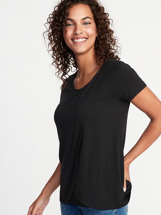 Image number 1 showing, Maternity Jersey Cross-Front Nursing Tee