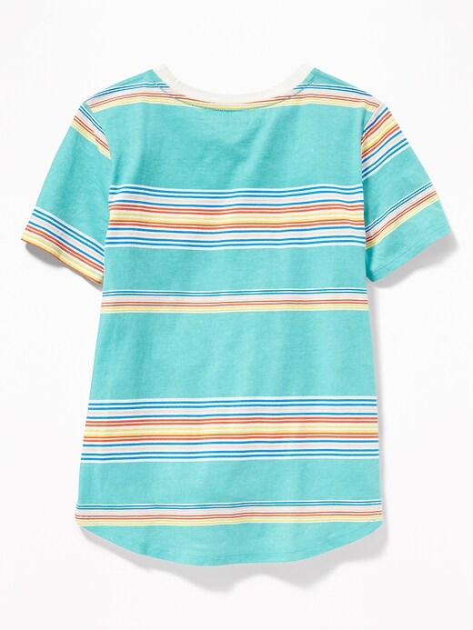 View large product image 2 of 3. Striped Slub-Knit Tie-Hem Tee for Girls