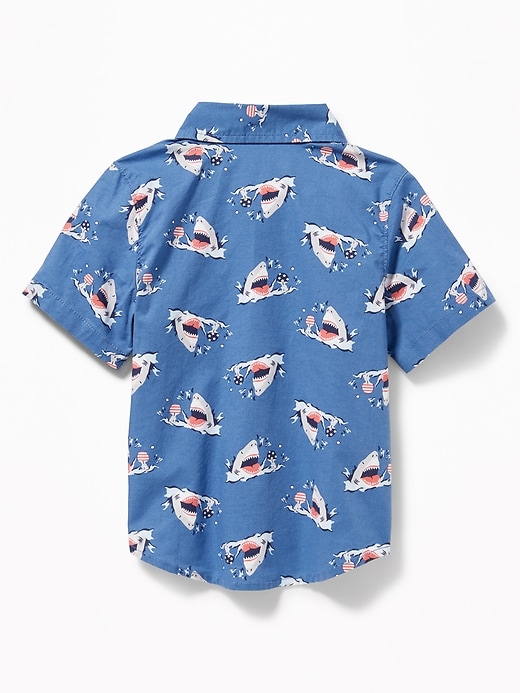 View large product image 2 of 4. Built-In Flex Shark-Print Shirt for Toddler Boys