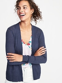Image number 1 showing, Short Open-Front Textured Sweater for Women