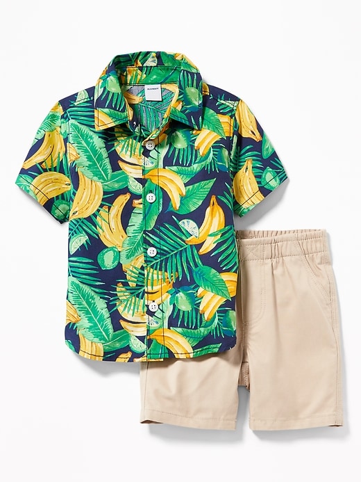View large product image 1 of 2. Fruit-Print Shirt & Pull-On Shorts Set for Baby