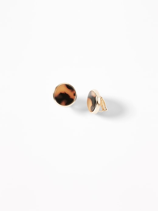 View large product image 1 of 2. Tortoiseshell Clip-On Stud Earrings for Women