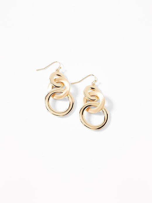 View large product image 1 of 2. Gold-Toned Linked Hoop Drop Earrings for Women
