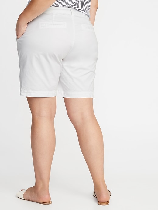 View large product image 2 of 3. Mid-Rise Everyday Twill Plus-Size Shorts - 9-Inch Inseam