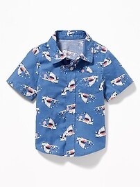 View large product image 4 of 4. Built-In Flex Shark-Print Shirt for Toddler Boys