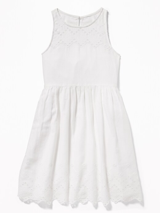 View large product image 1 of 1. Crepe Cutwork Fit & Flare Dress for Girls