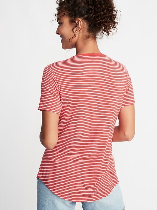 Image number 2 showing, Luxe Striped Curved-Hem Tee for Women