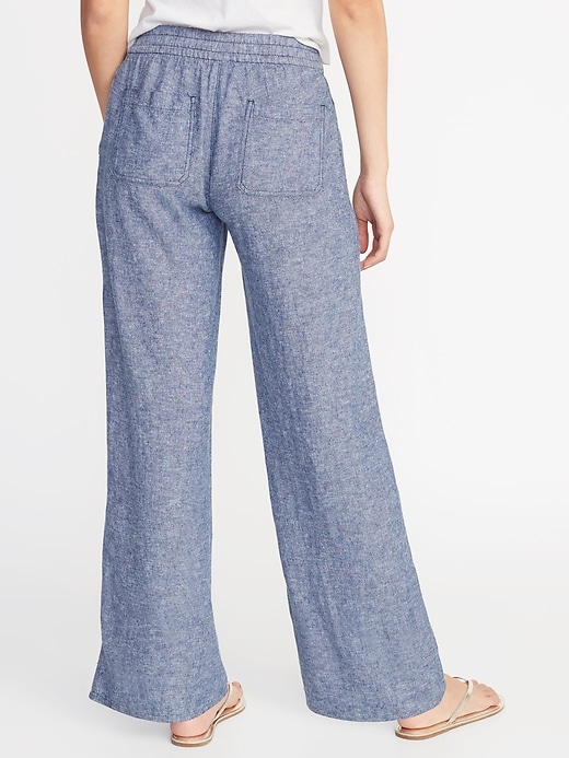 View large product image 2 of 3. Mid-Rise Wide-Leg Linen-Blend Pants for Women
