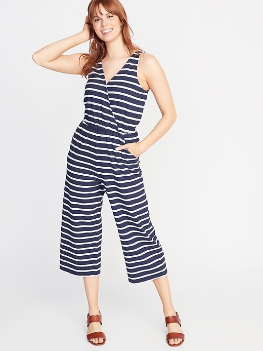 View large product image 1 of 1. Bouclé-Knit Waist-Defined Jumpsuit for Women