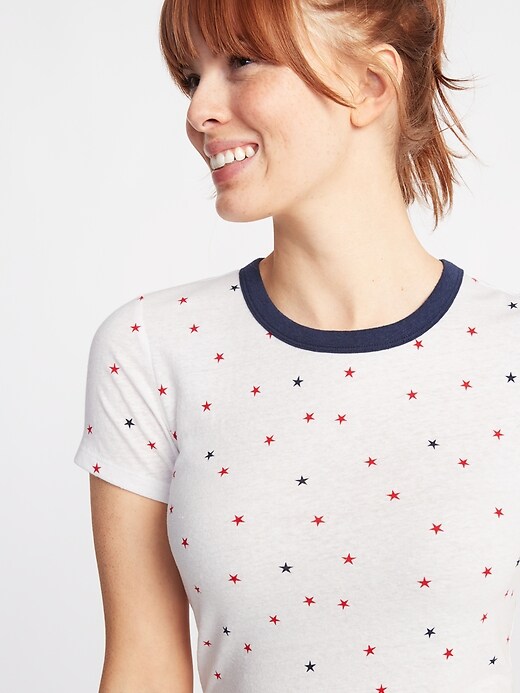 Image number 4 showing, Slim-Fit Americana Stars-Print Tee for Women