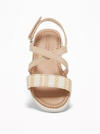View large product image 4 of 4. Textured Cross-Strap Platform Sandals For Toddler Girls