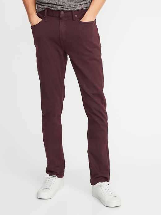 View large product image 1 of 1. Slim Built-In Warm Five-Pocket Twill Pants