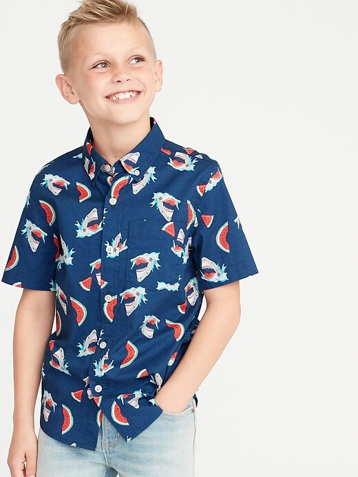 View large product image 1 of 2. Printed Built-In Flex Shirt For Boys