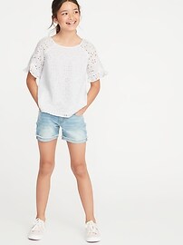 View large product image 3 of 3. Lightweight Cutwork Swing Top for Girls