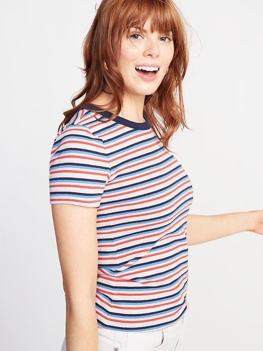 Image number 4 showing, Slim-Fit Striped Ringer Tee for Women