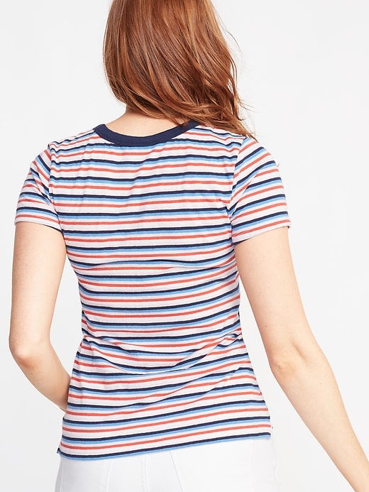 Image number 2 showing, Slim-Fit Striped Ringer Tee for Women