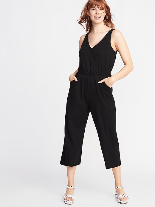 View large product image 1 of 2. Bouclé-Knit Waist-Defined Jumpsuit for Women