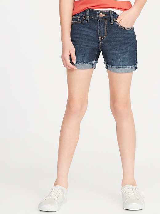 View large product image 1 of 1. Rolled Fray-Hem Jean Shorts For Girls