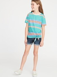 View large product image 3 of 3. Striped Slub-Knit Tie-Hem Tee for Girls