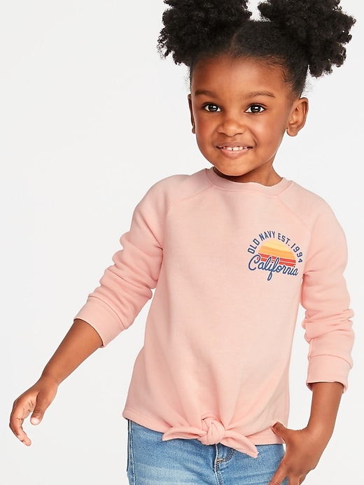 View large product image 1 of 4. Relaxed Logo-Graphic Tie-Front Sweatshirt for Toddler Girls