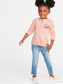 View large product image 3 of 4. Relaxed Logo-Graphic Tie-Front Sweatshirt for Toddler Girls