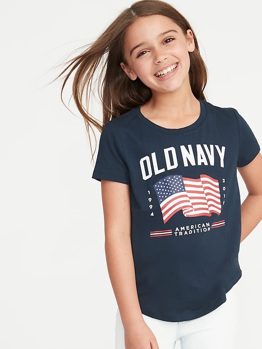 View large product image 1 of 1. 2019 Flag Graphic Tee for Girls