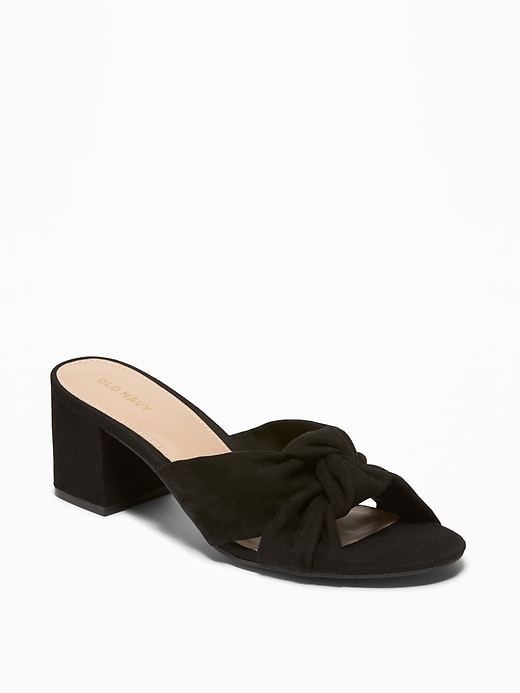 Image number 1 showing, Faux-Suede Block-Heel Mules for Women