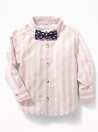 View large product image 5 of 5. Long-Sleeve Shirt & Printed Bow-Tie Set for Toddler Boys