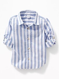 View large product image 4 of 4. Striped Roll-Up Sleeve Oxford Shirt for Toddler Boys