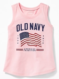 View large product image 3 of 3. 2019 Flag-Graphic Muscle Tank for Toddler Girls