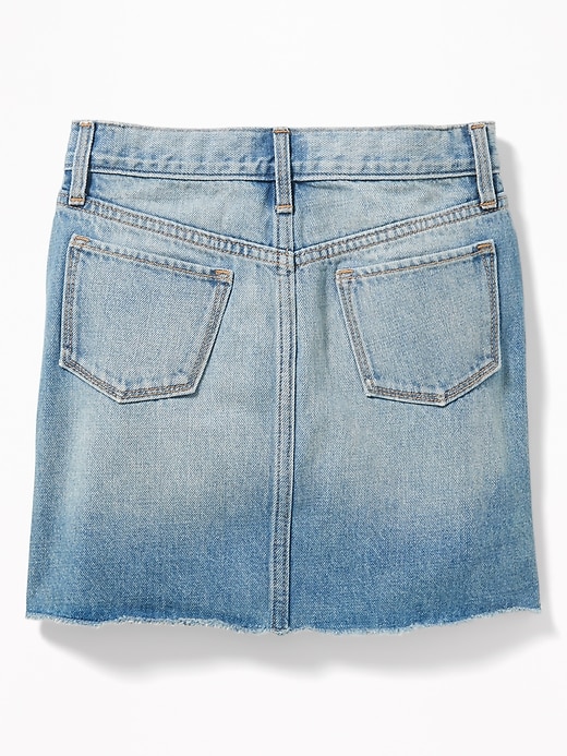 View large product image 2 of 3. High-Waisted Frayed-Hem Button-Fly Jean Skirt For Girls
