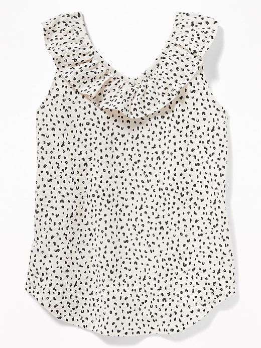 View large product image 2 of 3. Cheetah-Print Ruffled Slub-Knit Top for Girls