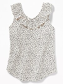 View large product image 3 of 3. Cheetah-Print Ruffled Slub-Knit Top for Girls