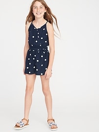 View large product image 3 of 3. Sleeveless Wrap-Front Romper for Girls