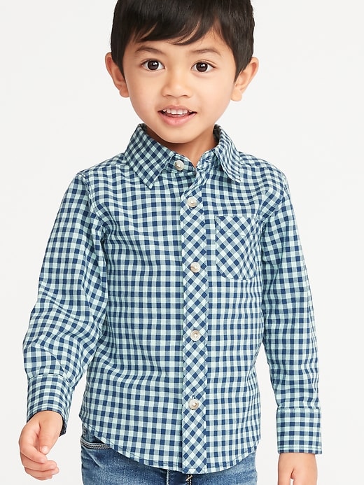 View large product image 1 of 4. Built-In Flex Patterned Shirt for Toddler Boys