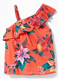View large product image 4 of 4. One-Shoulder Ruffle-Trim Swing Top for Toddler Girls