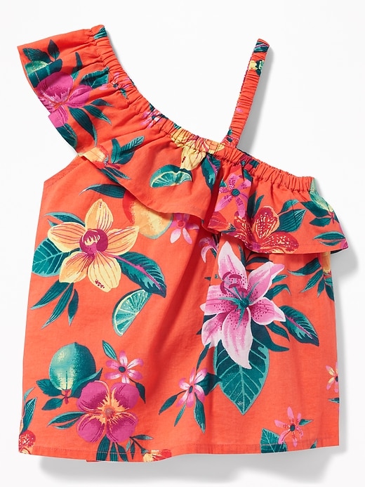 View large product image 2 of 4. One-Shoulder Ruffle-Trim Swing Top for Toddler Girls