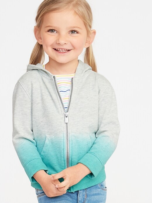 View large product image 1 of 1. Dip-Dyed Zip Hoodie for Toddler Girls