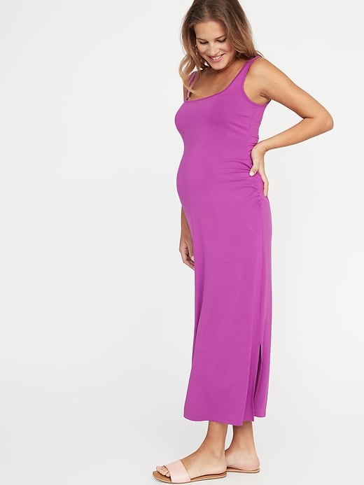 View large product image 1 of 1. Maternity Side-Slit Maxi Tank Dress