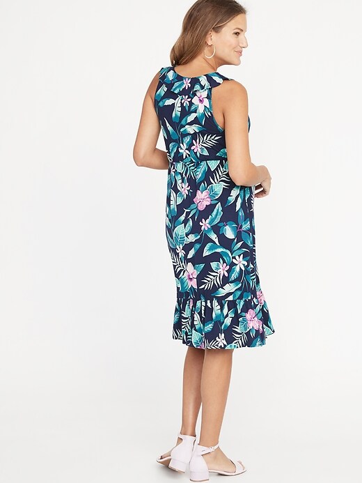 Image number 2 showing, Maternity Ruffled Waist-Defined Faux-Wrap Dress