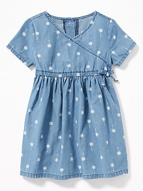 View large product image 3 of 3. Faux-Wrap Chambray Shirt Dress for Toddler Girls
