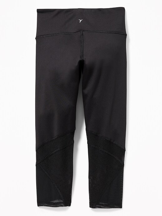 View large product image 2 of 3. Mid-Rise Go-Dry Mesh-Trim Cropped Leggings for Girls