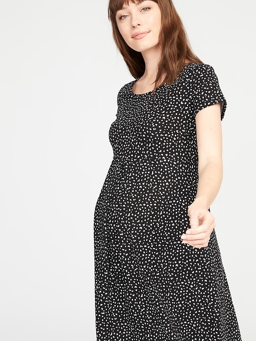Image number 4 showing, Maternity Printed Ponte-Knit Fit & Flare Dress
