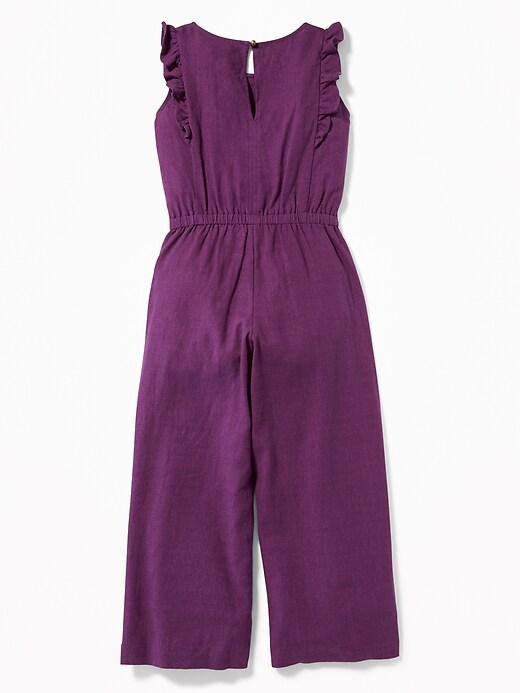 View large product image 2 of 3. Ruffled Linen-Blend Jumpsuit for Girls