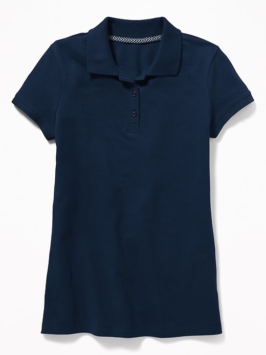 View large product image 1 of 1. Uniform Stain-Resistant Pique Polo for Girls