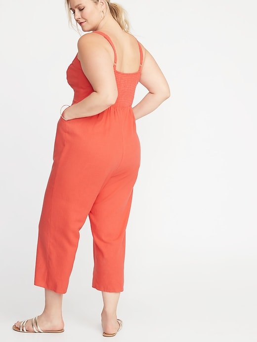 Image number 2 showing, Linen-Blend Cami Plus-Size Jumpsuit