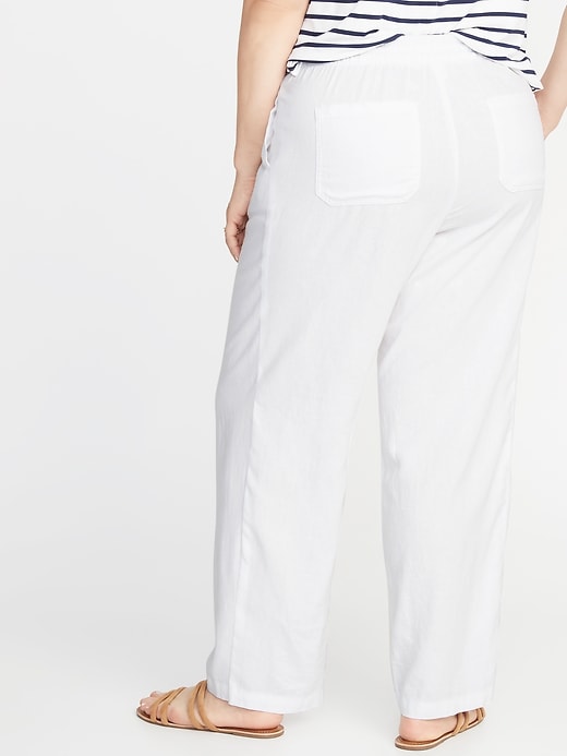 View large product image 2 of 3. Plus-Size Wide-Leg Linen-Blend Pants