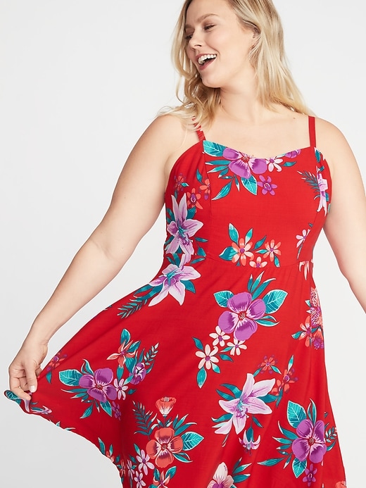 Image number 4 showing, Printed Fit & Flare Plus-Size Cami Dress