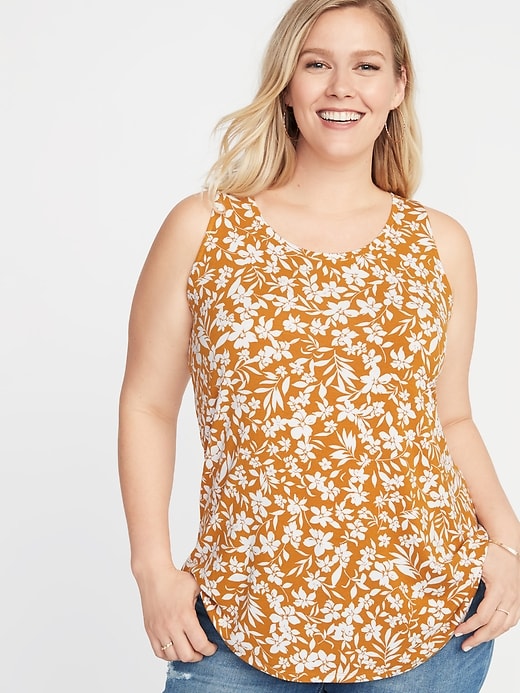 View large product image 1 of 1. Luxe Floral-Print Plus-Size Swing Tank